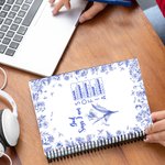 Personalized Toile De Jouy Birth Flower Name Bible Chapter A5 Spiral Notebook with 120 Pages Daily Use Birthday Christmas Gift for Women Christians