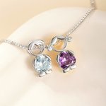 Personalised 1-5 Cute Boy Girl Charms Bracelet with Heart-Shaped Birthstone Exquisite Jewellery Anniversary Birthday Gift for Mom Kid