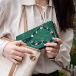 Personalized Retro Pattern Birth Flower Waterproof PU Leather Wallet with 1-12 Names and Zipper Anniversary Birthday Gift for Mom Grandma