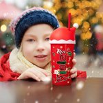 Gepersonaliseerd Kerstelement 20 oz Plastic Waterfles met Rietje en Naam Kerstcadeau voor Kinderen