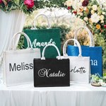 Personalized Multicolor Minimalist Style Name Reusable Tote Bag Wedding Anniversary Gift for Women