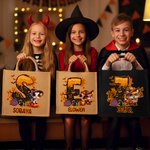 Personalizzato Halloween tema Carino animale grande capacità Tote Bag con iniziale e nome Halloween Dolcetto o scherzetto Regalo per la famiglia bambini