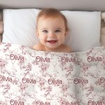 Personalized Classic Winnie the Pooh Floral Swaddle Blanket and Knot Hat Set with Name Birthday Baby Shower Gift for Newborns Babies