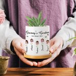 Personalized Floral 1-10 Face Photo Garden Ceramic Flower Pot with Bamboo Tray Name Title and Text Home Decor Christmas Birthday Gift for Mom Grandma