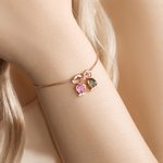 Personalised 1-5 Cute Boy Girl Charms Bracelet with Heart-Shaped Birthstone Exquisite Jewellery Anniversary Birthday Gift for Mom Kid