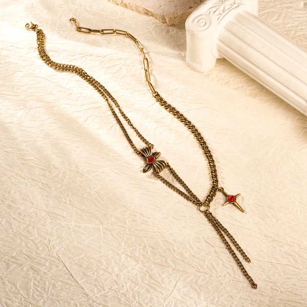 Henkilökohtainen Four-Pointed Star riipus Double Chain kaulakoru Birthstone Dainty Family Korut Syntymäpäivä Vuosipäivä lahja naisille