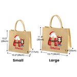 Personalized Cartoon Character Santa Claus Initial Large Jute Tote Bag with Name Daily Use Christmas Gift for Family