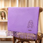 Bufanda personalizada de cachemira sintética con bordado de retrato y nombre con borla suave regalo de aniversario y navidad para familia y amigos