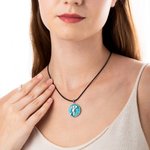 Personalised Kayak Blue Lake Round Resin Necklace with Rotate Paddle and Engraved Initial Inspirational Jewellery Gift for Kayaking Enthusiasts Kayaker