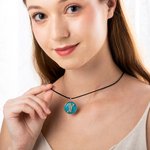 Personalised Kayak Blue Lake Round Resin Necklace with Rotate Paddle and Engraved Initial Inspirational Jewellery Gift for Kayaking Enthusiasts Kayaker