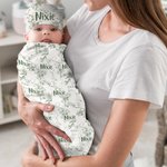 Personalized Classic Winnie the Pooh Floral Swaddle Blanket and Knot Hat Set with Name Birthday Baby Shower Gift for Newborns Babies