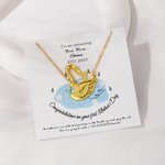 Personalized New Mom and Baby Swan Necklace with Birthstone and Card Birthday Anniversary Christmas First Mother's Day Gift for Women