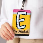 Personalized Apple Pencil Initial Card Holder with Name Back to School Teacher's Day Appreciation Gift for Teachers