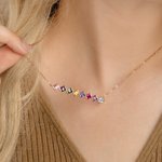 Personalised Multiple 1-8 Birthstones Family Necklace Birthday Anniversary Christmas Gift for Women Mom