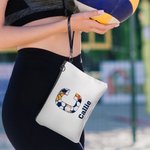 Personalized Camouflage Stripes Initial Number Makeup Bag with Name Birthday Christmas Gift for Family Friends