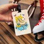 Personlig födelseblomma skridsko bagagetagg med namn resetillbehör födelsedagspresent för reseälskare skridskoentusiaster