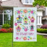 Personalized Bird Blessing Garden Flag with 1-12 Names Autumn Outdoor Garden Decorations Thanksgiving Gift for Family Friends