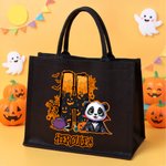 Personalizzato Halloween tema Carino animale grande capacità Tote Bag con iniziale e nome Halloween Dolcetto o scherzetto Regalo per la famiglia bambini