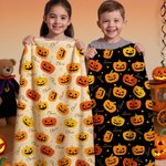 Personalized Halloween Pumpkins Stars Soft Throw Blanket with Name Home Party Decor Halloween Gift for Boys Girls