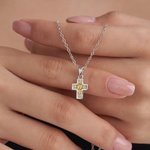 Personalized Tiny Birthstone Cross Necklace Dainty Jewelry Birthday Communion Gift for Christian Catholic Women