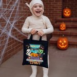 Personalized Halloween Theme Style Monster Pumpkin Candy Canvas Bag with Name Halloween Gift for Kids