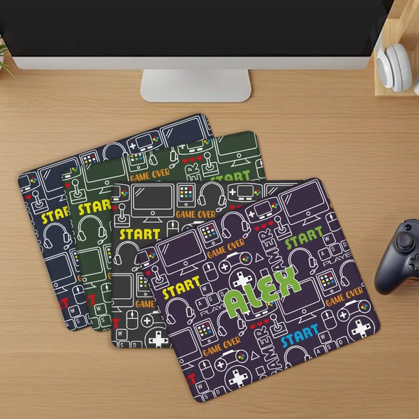 Personalised Game Elements Anti-Slip Mouse Pad with Name Back to School Birthday Gift for Students Game Lovers