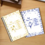 Personalized Toile De Jouy Birth Flower Name Bible Chapter A5 Spiral Notebook with 120 Pages Daily Use Birthday Christmas Gift for Women Christians