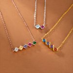 Personalised Multiple 1-8 Birthstones Family Necklace Birthday Anniversary Christmas Gift for Women Mom