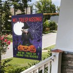 Personalized Halloween Bat Pumpkin Witch Pet Dog Garden Flag with Name Garden Decorations Halloween Gift for Dog Lovers Gardening Lovers