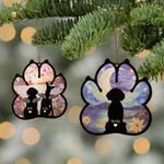Personalized Dog Silhouette Paw Shape Window Hanging Suncatcher Christmas Ornament with Names Sympathy Memorial Remembrance Gift for Dog Lovers