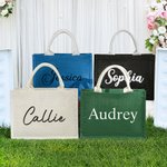 Personalized Multicolor Minimalist Style Name Reusable Tote Bag Wedding Anniversary Gift for Women