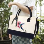 Personalized Hummingbird Large Canvas Tote Bag with Name Birthday Anniversary Gift for Women Hummingbird Lover