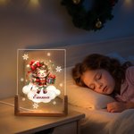 Personalized Fantasy Star Snowflake Santa's Helper Elf Name Acrylic LED Night Light with Wooden Base Room Decor Birthday Christmas Gift for Kid Baby