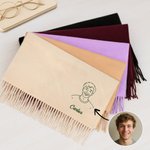 Bufanda personalizada de cachemira sintética con bordado de retrato y nombre con borla suave regalo de aniversario y navidad para familia y amigos