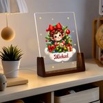 Personalized Fantasy Star Snowflake Santa's Helper Elf Name Acrylic LED Night Light with Wooden Base Room Decor Birthday Christmas Gift for Kid Baby