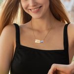 Collar relicario personalizado cuadrado extraíble con foto y texto grabado regalo de cumpleaños o aniversario para ella