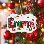 Adorno navideño personalizado de cerámica con el nombre de Papá Noel y 3 cuerdas colgantes Decoración del árbol Regalo de Navidad para la familia