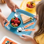 Personalized Cartoon Boy Girl Safe Stainless Steel Kid's Fork Spoon Knife 3 Pcs Cutlery Set with Case and Name Birthday Back to School Gift for Kids