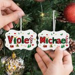 Adorno navideño personalizado de cerámica con el nombre de Papá Noel y 3 cuerdas colgantes Decoración del árbol Regalo de Navidad para la familia