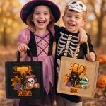 Personalizzato Halloween tema Carino animale grande capacità Tote Bag con iniziale e nome Halloween Dolcetto o scherzetto Regalo per la famiglia bambini