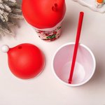 Gepersonaliseerd Kerstelement 20 oz Plastic Waterfles met Rietje en Naam Kerstcadeau voor Kinderen