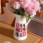 Personalized Nine-Square Grid Sister Ceramic Vase with 6 Photos Home Decoration Birthday Anniversary Gift for Family Friends