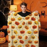 Personalized Halloween Pumpkins Stars Soft Throw Blanket with Name Home Party Decor Halloween Gift for Boys Girls