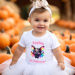 Personalized Cartoon Bat Pumpkin 100% Cotton Baby Bodysuit Kid T-shirt with Name and Text Halloween Gift for Baby Boys Girls