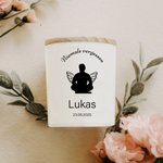 Personalisiertes Fußabdruck Silhouette-Design Kerzenglas mit LED-Kerze Namen Text Datum Geschenk zum Gedenken an Geliebte Menschen