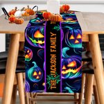 Personalized Jack-O'-Lantern Ghost Spider Web Table Runner with Text Home Decor Halloween Party Gift for Family Friend