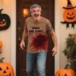 Personalisierte T-Shirt im Halloween-Design mit Kunstblut Namen und Text Halloween Party Bar Geschenk für Herren