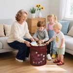 Personalized Birth Flower Waterproof Laundry Basket with Handle and Title Name Birthday Housewarming Gift for Mom Grandma