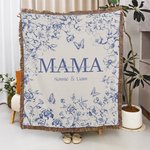 Toile De Jouy personalizada 1-6 nombres Manta suave multicolor con apodo y borlas Decoración del hogar Navidad Día de la madre Regalo para mamá Abuela
