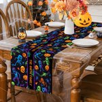 Personalized Jack-O'-Lantern Ghost Spider Web Table Runner with Text Home Decor Halloween Party Gift for Family Friend